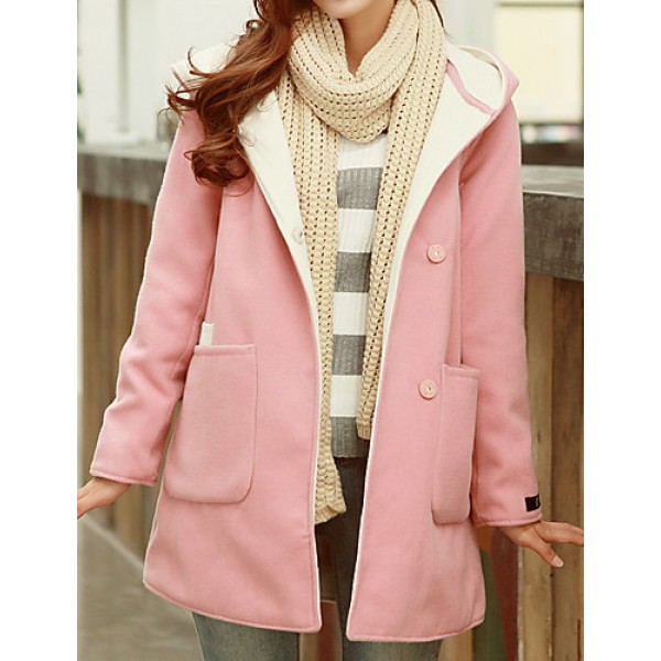 Winter Women's Solid Color Multi-color Coats & Jackets , Sexy / Casual / Work V-Neck Long Sleeve