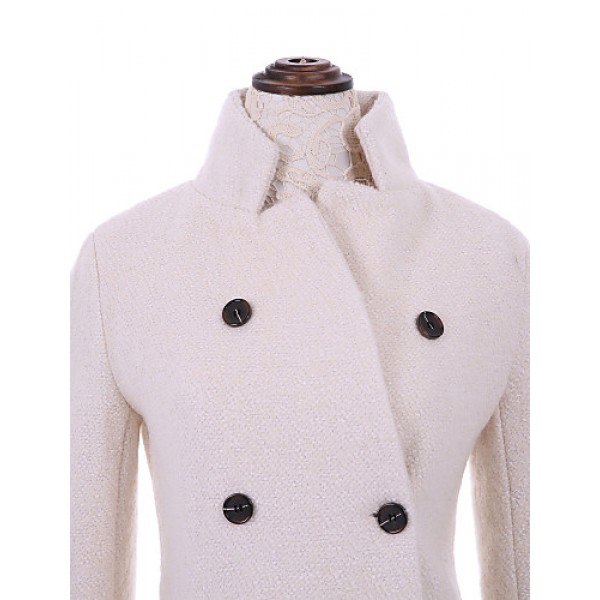 Women's Plus Size Coat,Solid Long Sleeve Winter Beige Thick