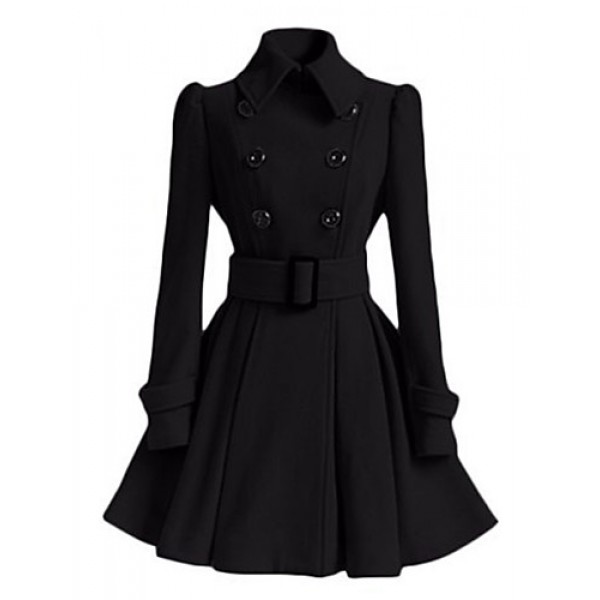 Women's Casual/Daily Vintage / Simple Coat,Solid Shirt Collar Long Sleeve Winter Others