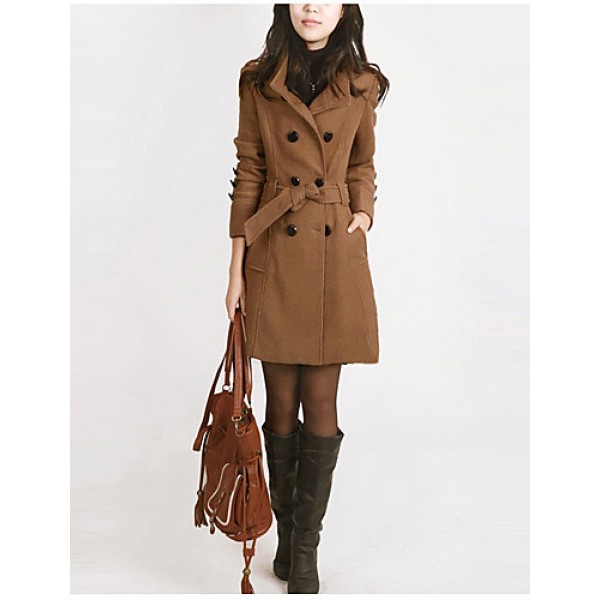 New WomenWoolen Coat Winter Slim Double Breasted Overcoat Winter Coats Long Outerwear for Women