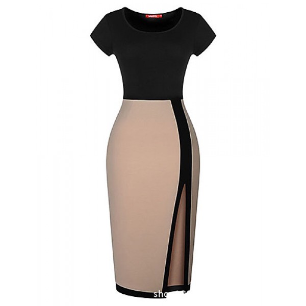 Women's Short Sleeve Splicing Bodycon Dress