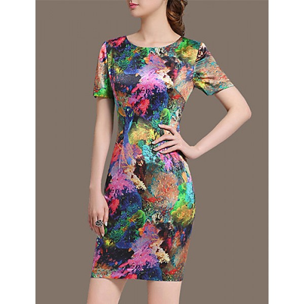 Women's Vintage Party Micro Elastic Sleeveless Knee-length Dress (Satin)