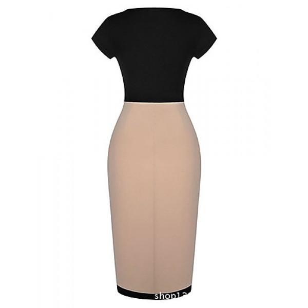 Women's Short Sleeve Splicing Bodycon Dress