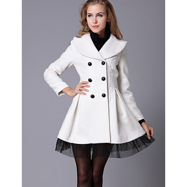 New Women Slim Fit double-breasted wool Trench Coat Casual Outwear