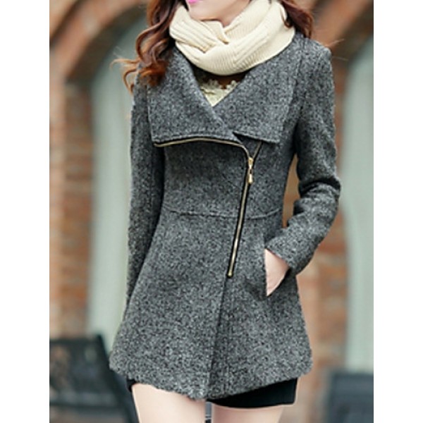 Women's Casual/Daily Simple Coat,Print S...