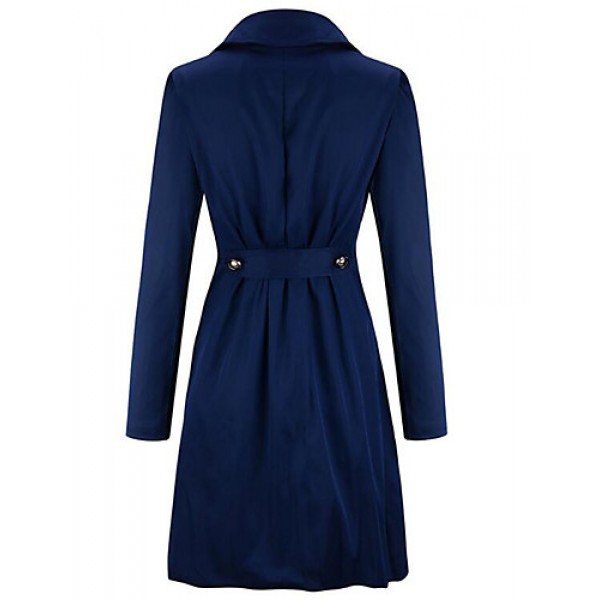 Women's Casual/Daily Sophisticated Coat,Solid Peaked Lapel Long Sleeve Winter Blue / Beige / Black Others Thick