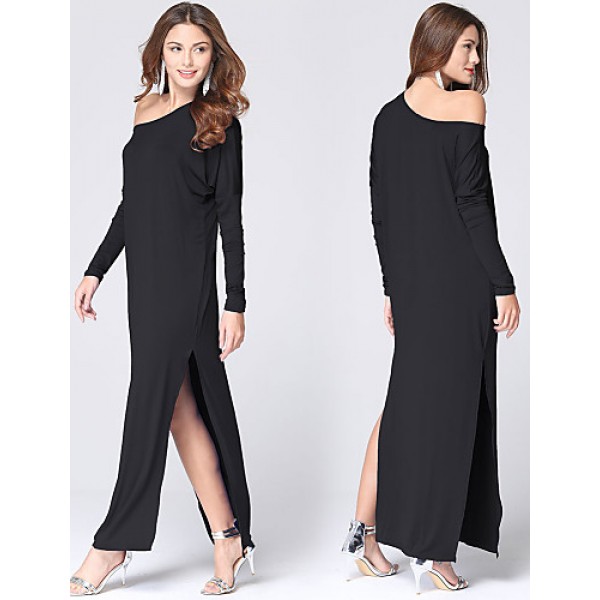 Women's Fashion Casual / Beach Slash Neck Loose Maxi Dress