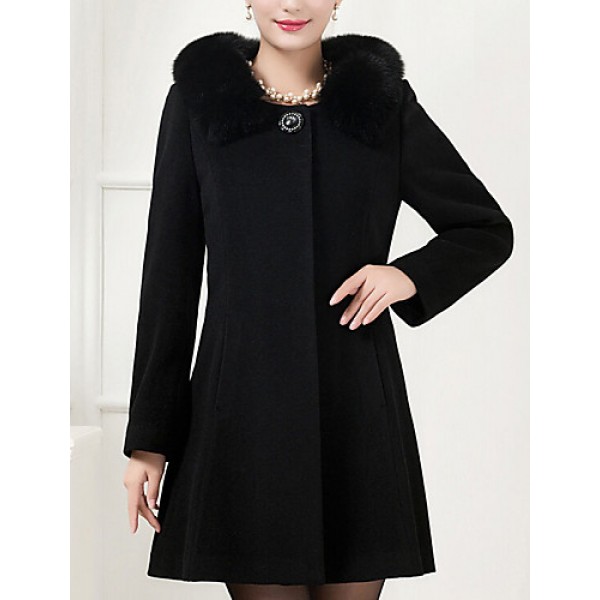 Women's Plus Size Coat,Solid Shirt Colla...