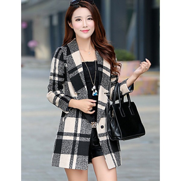 Women's Casual/Daily Simple Coat,Print S...