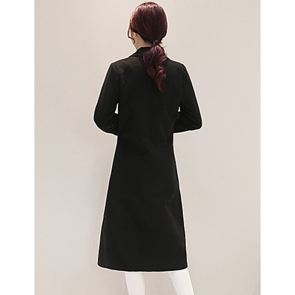 Fall Winter Going out Casual Women's Coat Solid Color Suit Collar Long Sleeve Long Section Maone Overcoat More Colors