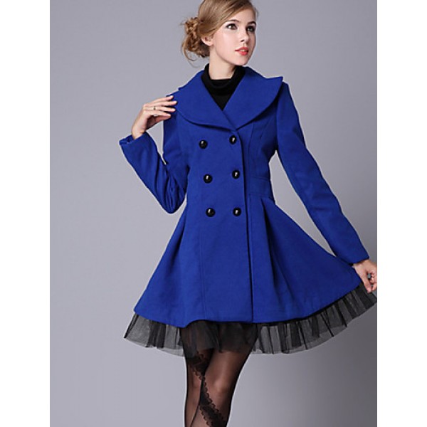 New Women Slim Fit double-breasted wool Trench Coat Casual Outwear