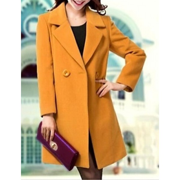 Women's Plus Size Coat,Solid Asymmetrical Long Sleeve Winter Blue / Black / Yellow Others Medium