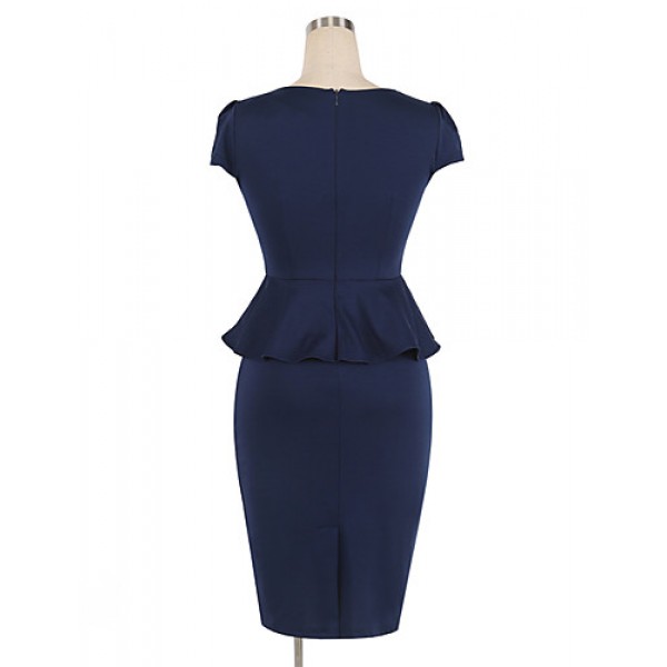 Women's Vintage / Street chic Solid Bodycon Dress,Asymmetrical Knee-length Cotton / Polyester