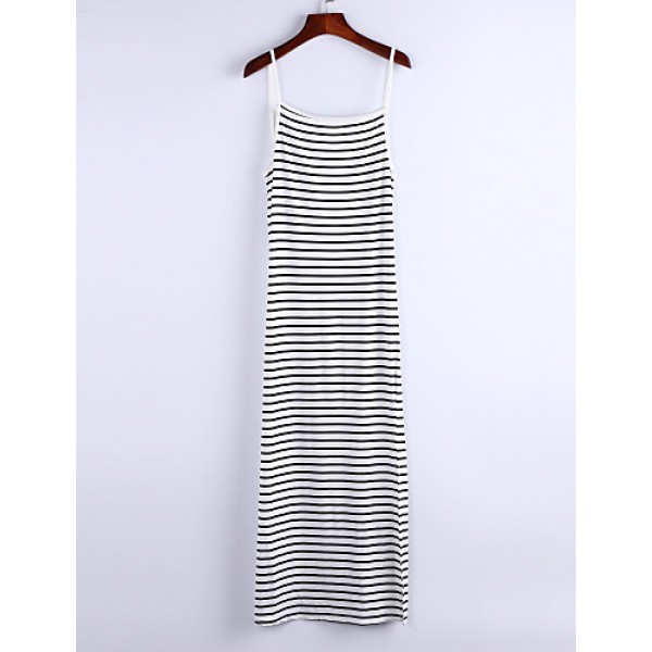 Women's Sexy / Beach Striped Sweater Dress , Strap Maxi Polyester