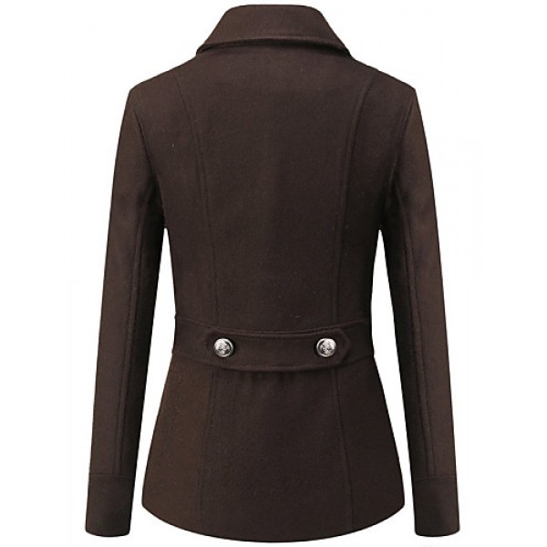 Women's Fashion Slim Beam Waist Long Sleeved Woolen Coat